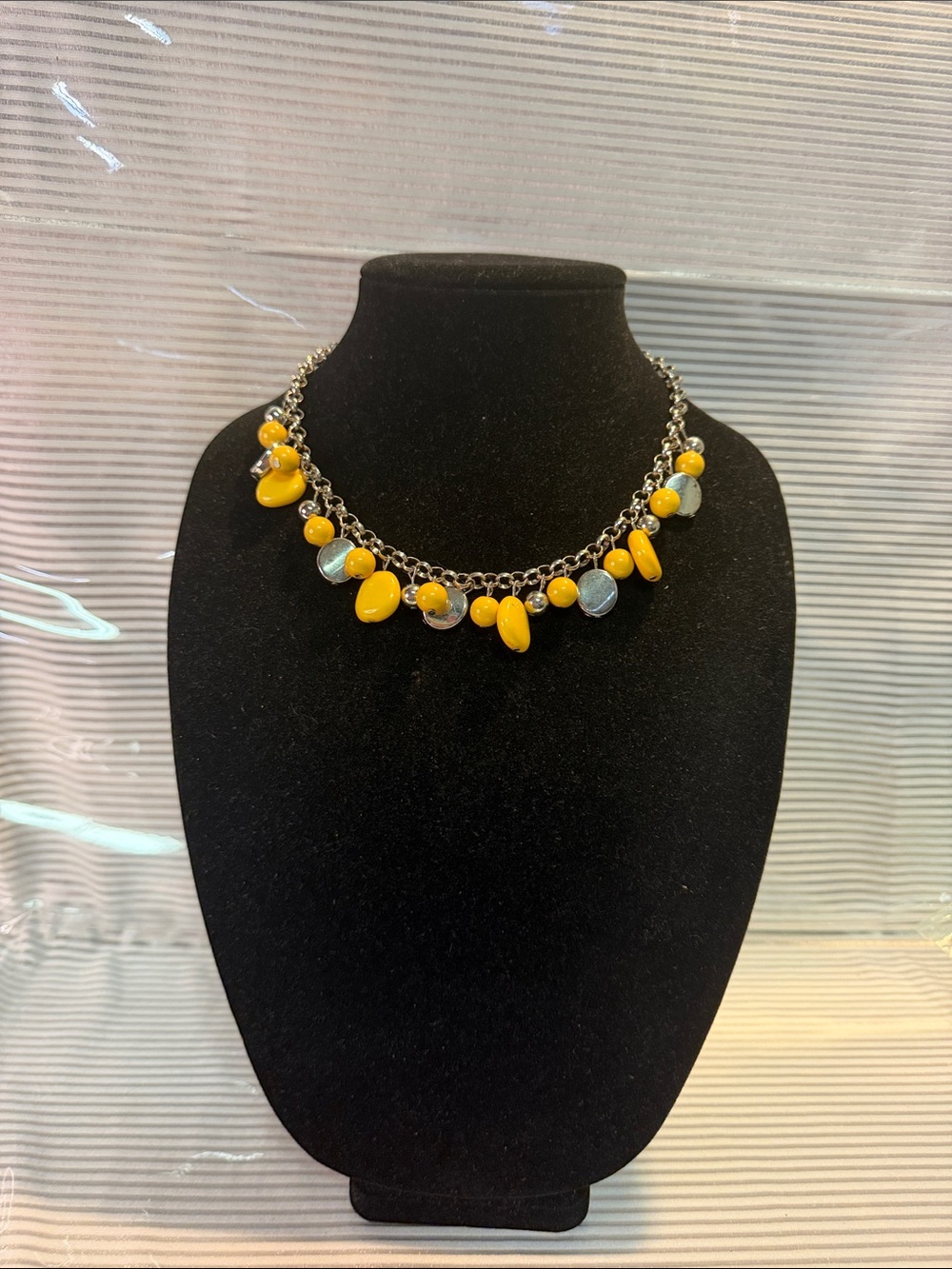 Source Unknown Yellow and Pale Blue Bead Charm Necklace - Women Jewelry